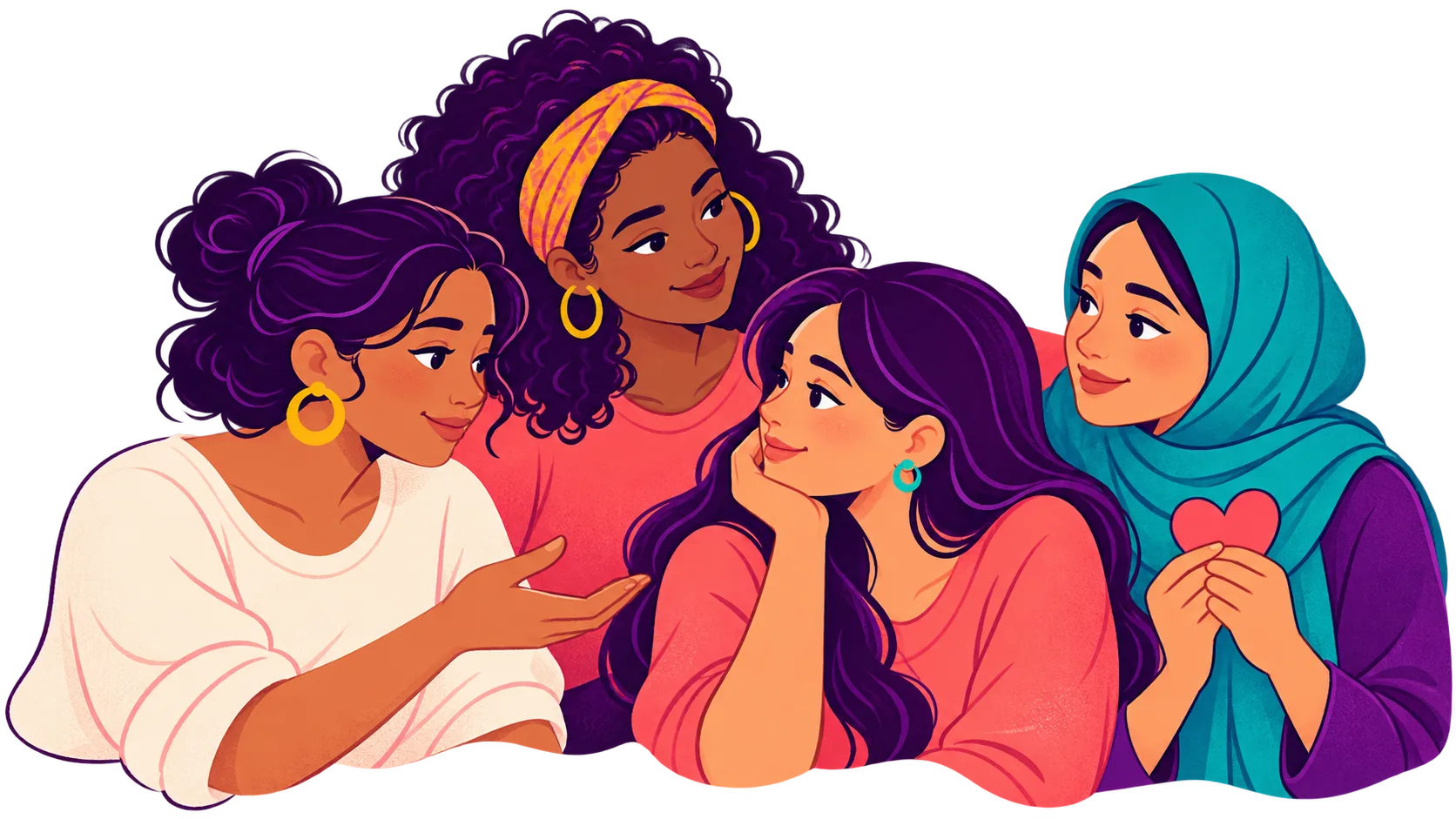 Grupo de mujeres que representa acompañamiento y comunidad